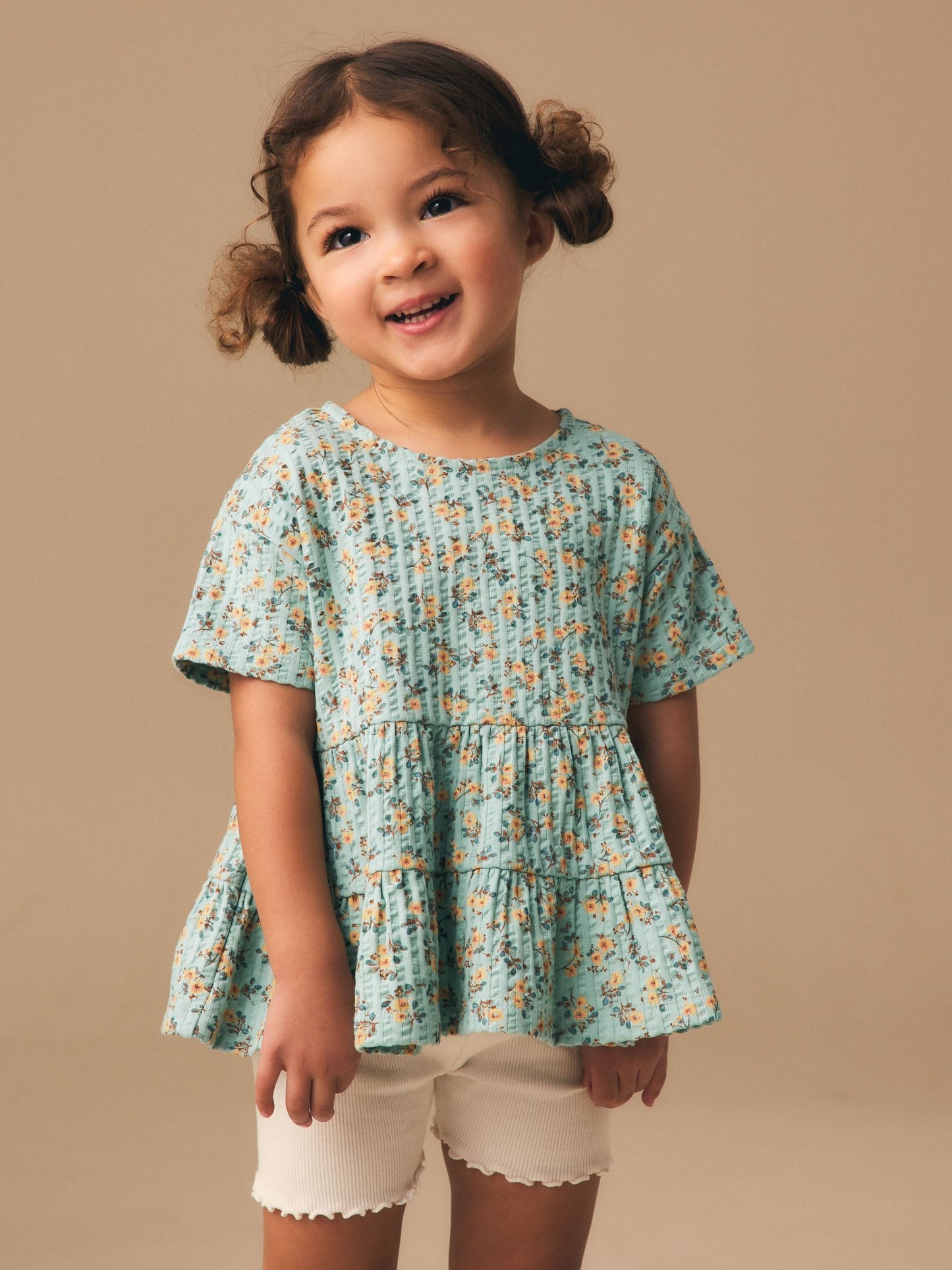 Blue Ditsy Floral Short Sleeve Blouse Shorts Set (3mths-7yrs) image 1