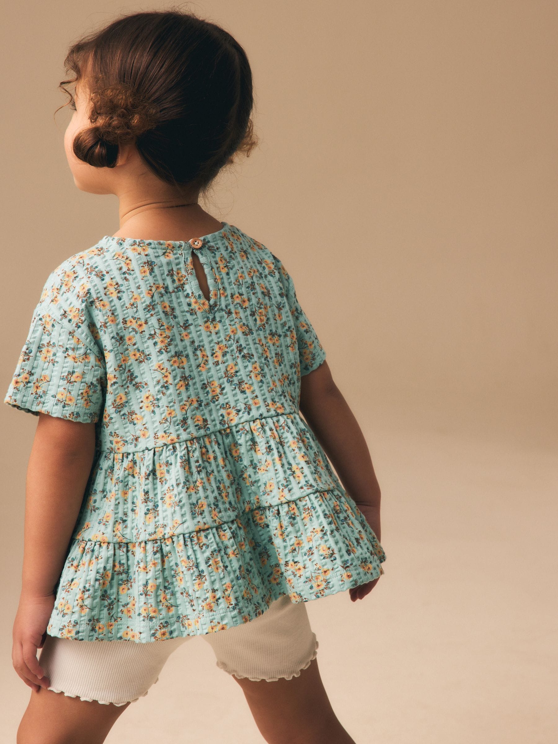 Blue Ditsy Floral Short Sleeve Blouse Shorts Set (3mths-7yrs) image 3
