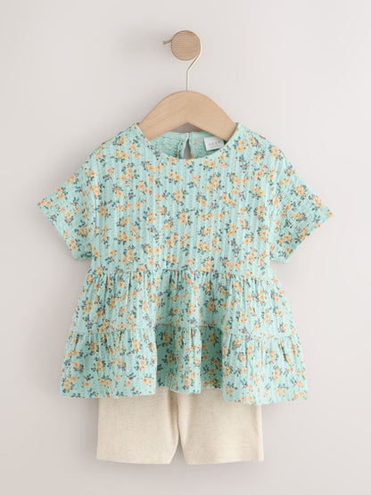 Blue Ditsy Floral Short Sleeve Blouse Shorts Set (3mths-7yrs) image 4