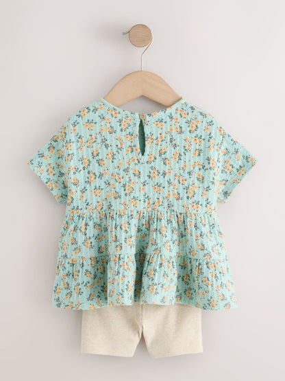 Blue Ditsy Floral Short Sleeve Blouse Shorts Set (3mths-7yrs) image 5