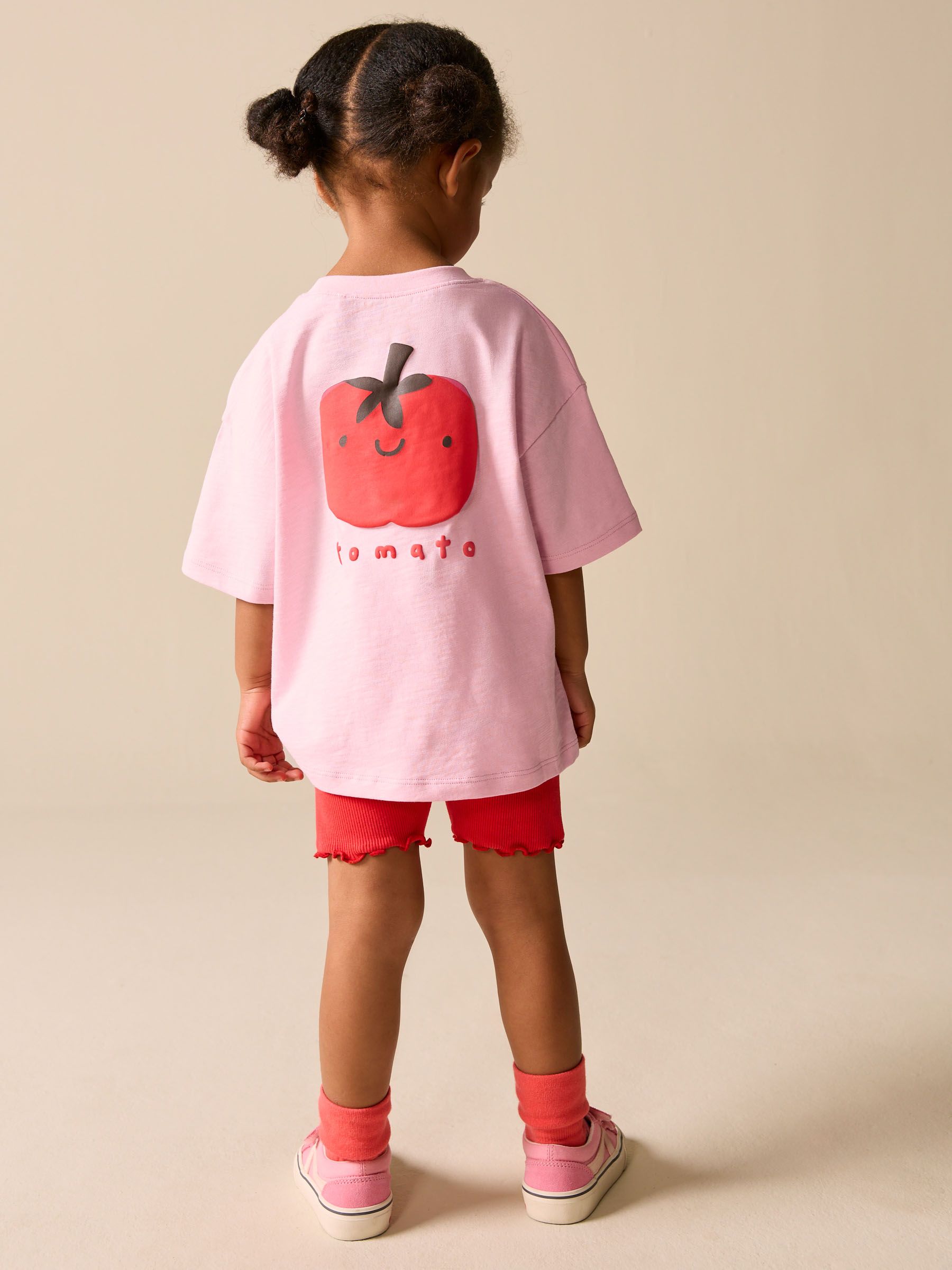Pink Tomato Character Short Sleeve T-Shirt and Cycle Shorts Set (3mths-7yrs) image 3