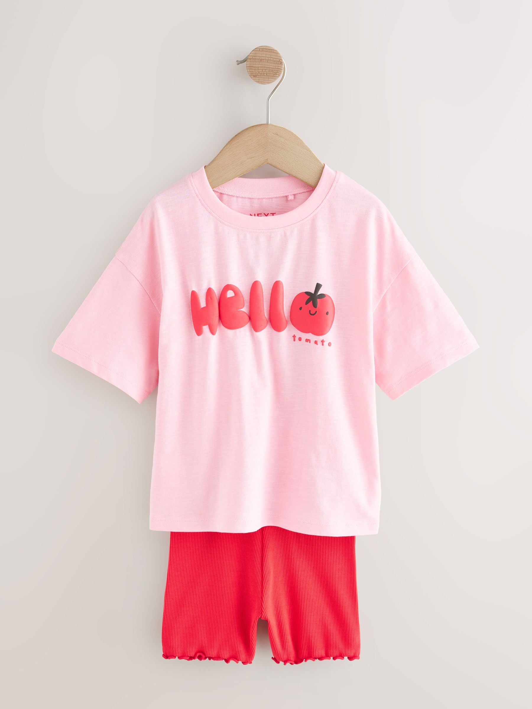 Pink Tomato Character Short Sleeve T-Shirt and Cycle Shorts Set (3mths-7yrs) image 5