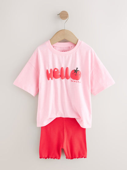 Pink Tomato Character Short Sleeve T-Shirt and Cycle Shorts Set (3mths-7yrs) image 6