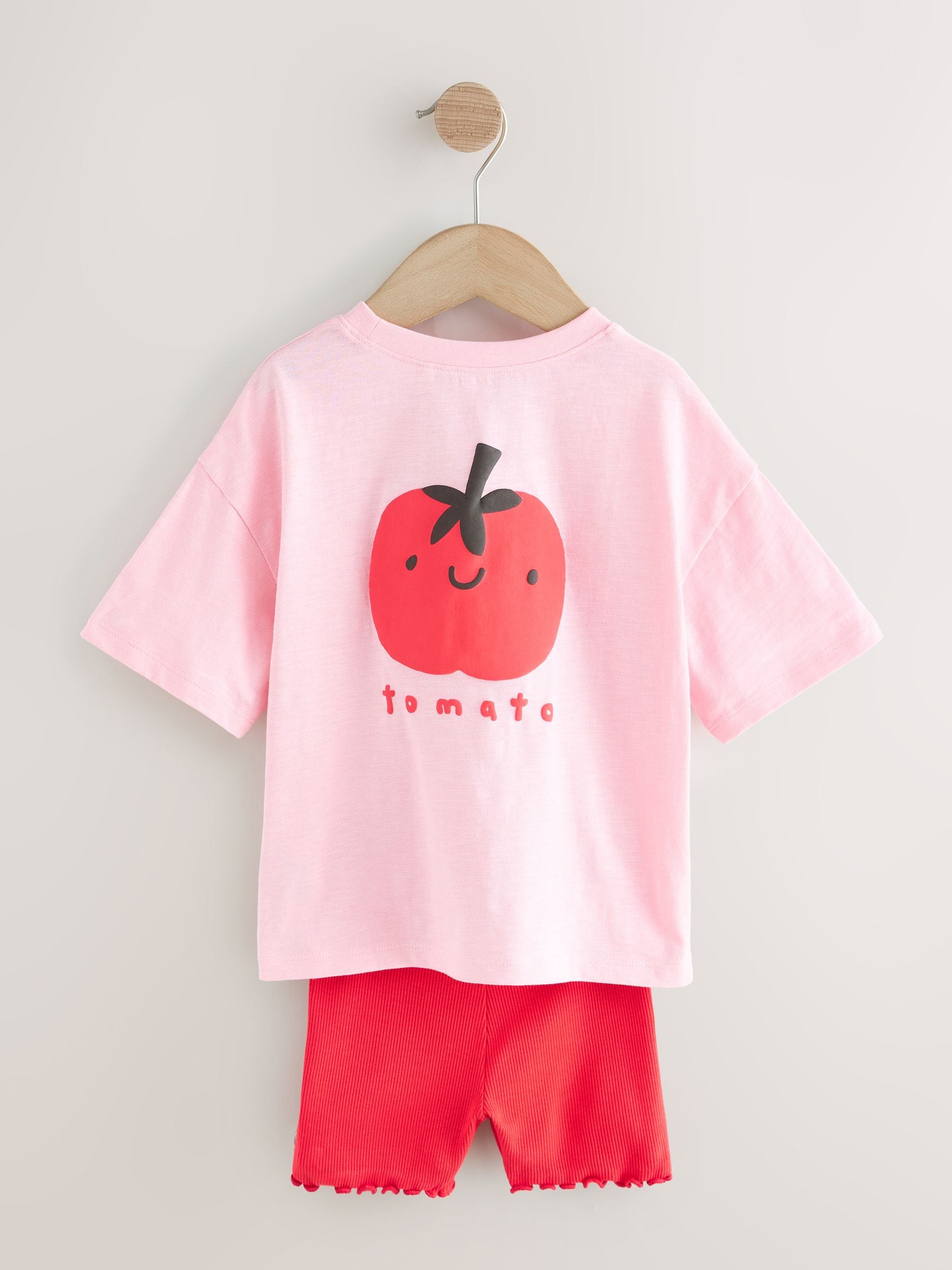 Pink Tomato Character Short Sleeve T-Shirt and Cycle Shorts Set (3mths-7yrs) image 7