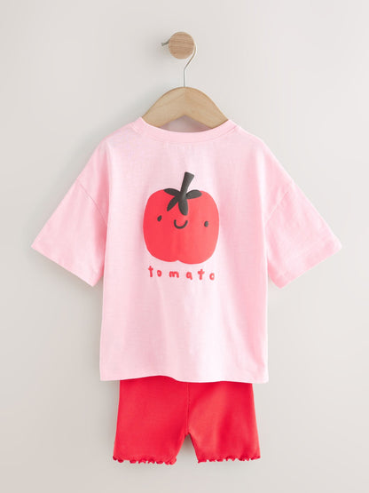 Pink Tomato Character Short Sleeve T-Shirt and Cycle Shorts Set (3mths-7yrs) image 7