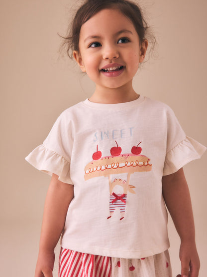 Ecru White Bunny Cherry Short Sleeve T-Shirt and Shorts Set (3mths-7yrs) image 3