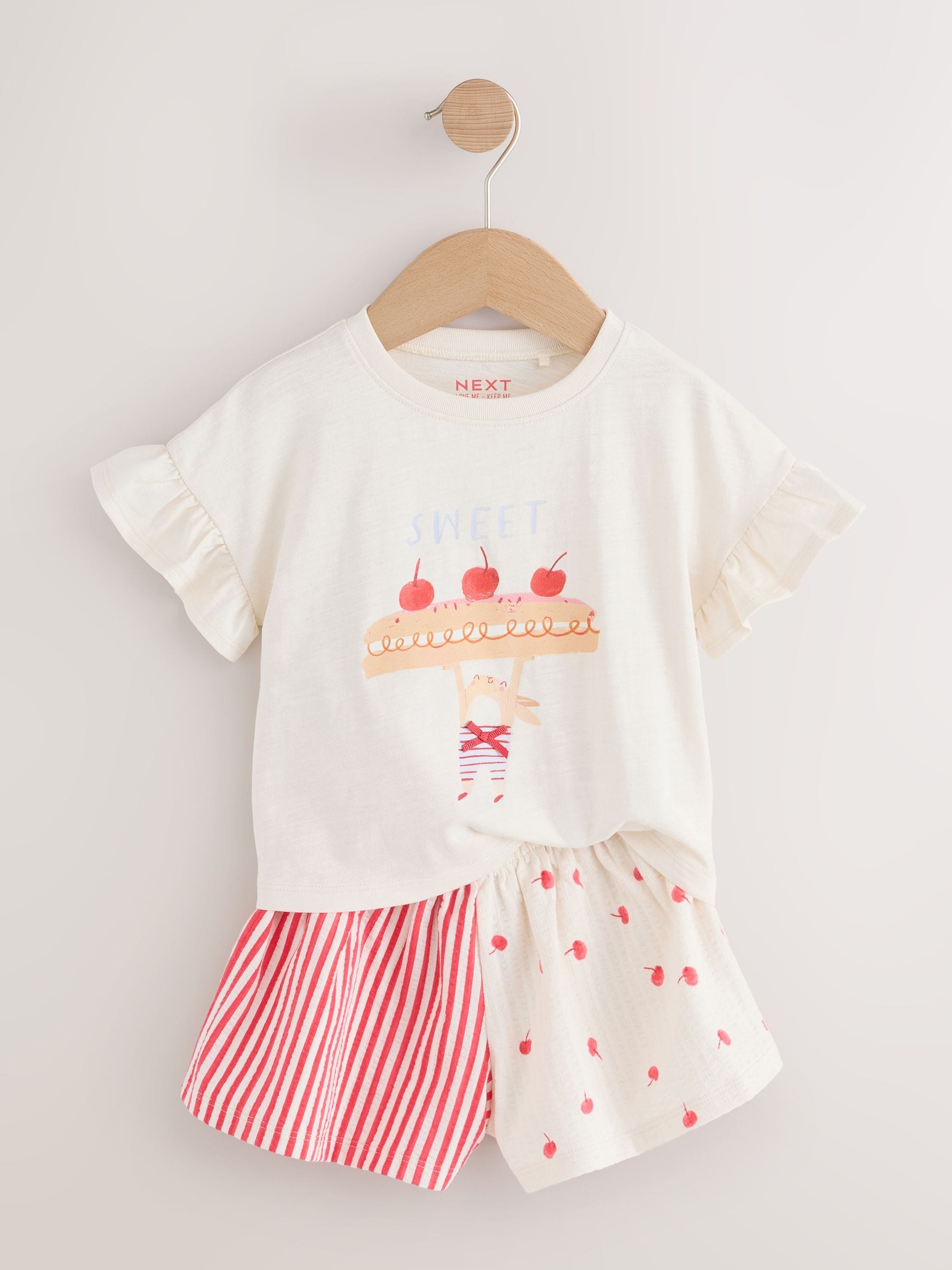 Ecru White Bunny Cherry Short Sleeve T-Shirt and Shorts Set (3mths-7yrs) image 5