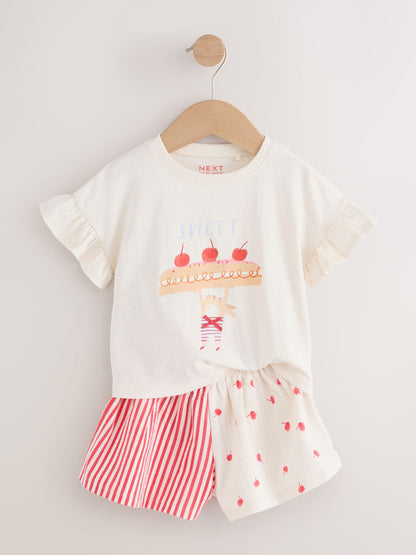 Ecru White Bunny Cherry Short Sleeve T-Shirt and Shorts Set (3mths-7yrs) image 5