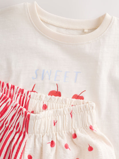 Ecru White Bunny Cherry Short Sleeve T-Shirt and Shorts Set (3mths-7yrs) image 6
