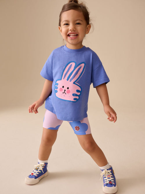 Dsiney Kidz - Blue Bunny Short Sleeve T-Shirt and Cycle Shorts Set (3mths-7yrs) image 1