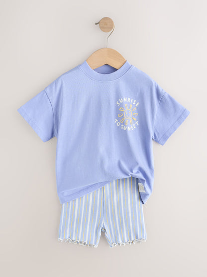 Blue Sunshine Short Sleeve T-Shirt and Cycle Shorts Set (3mths-7yrs) image 2