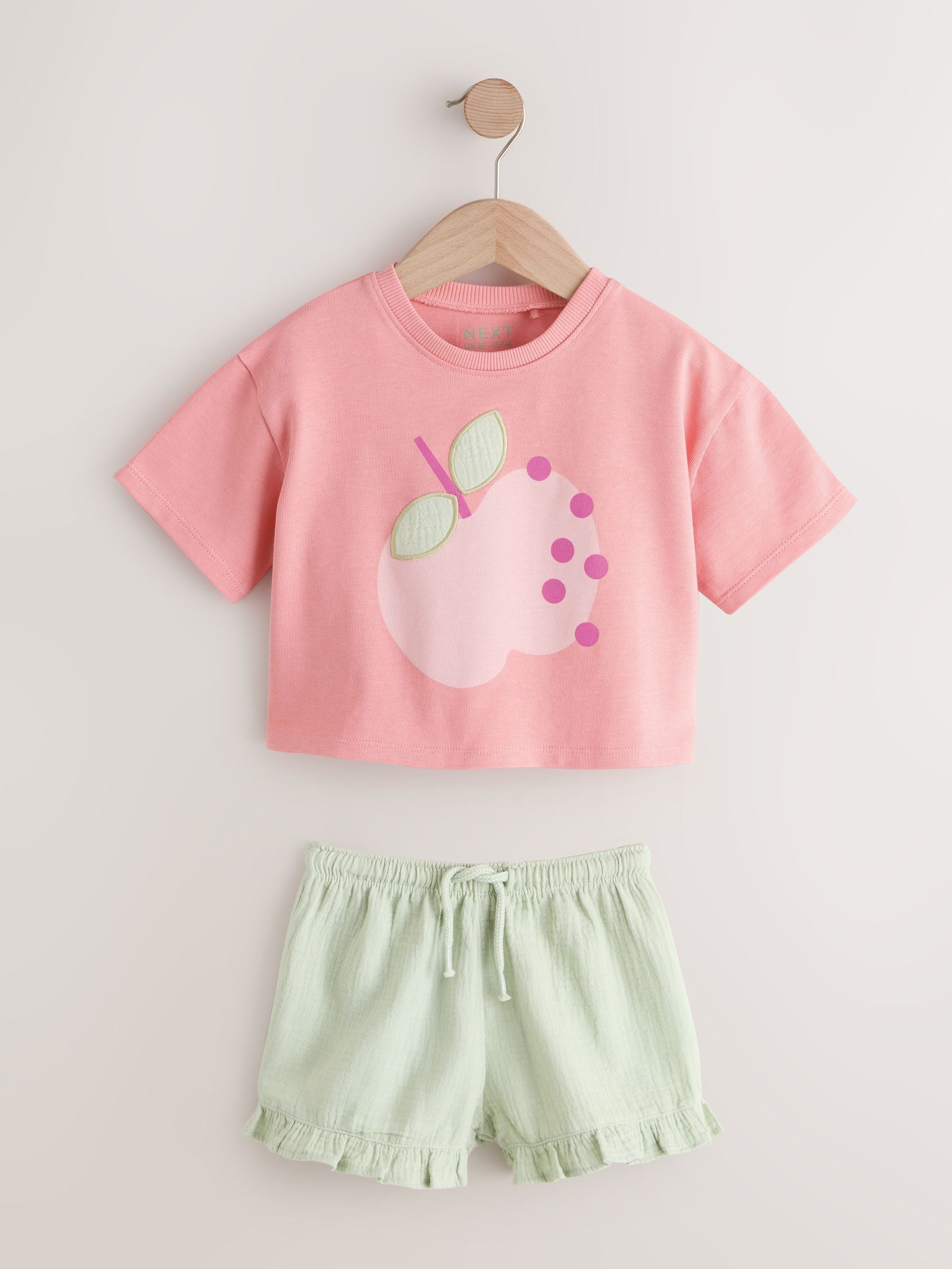 Pink Apple Short Sleeve T-Shirt and Shorts Set (3mths-7yrs) image 4