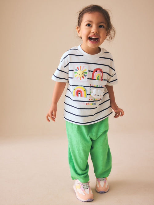 Dsiney Kidz - Green Rainbow Short Sleeve Top and Barrel Trousers Set (3mths-7yrs) image 1