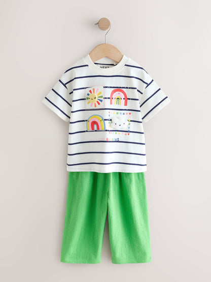 Green Rainbow Short Sleeve Top and Barrel Trousers Set (3mths-7yrs) image 4