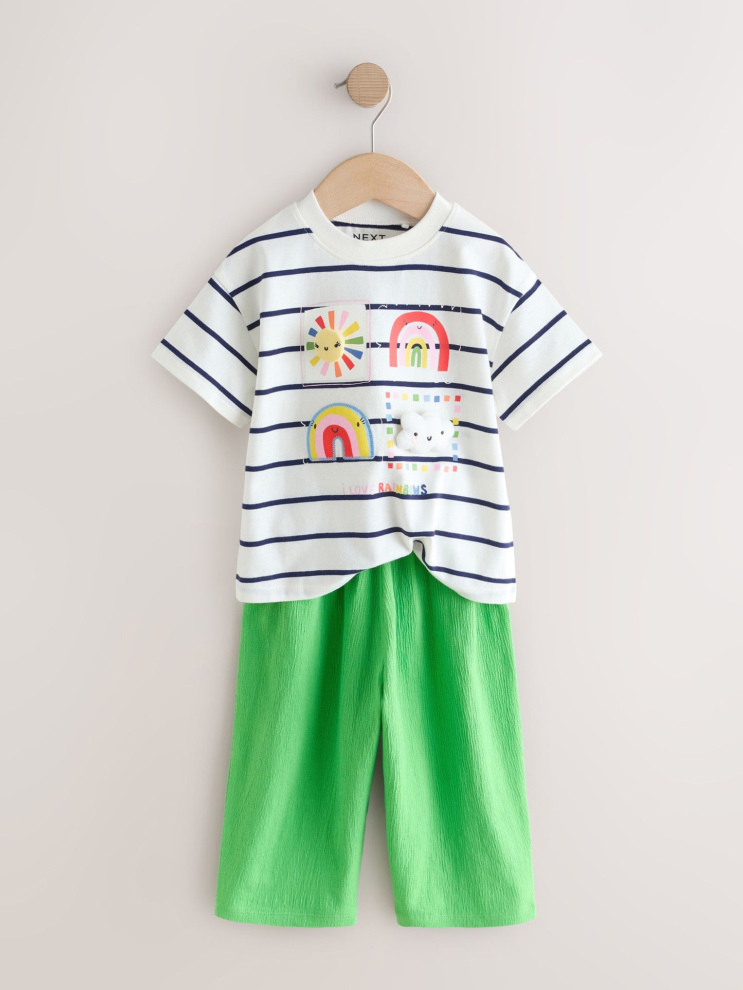 Green Rainbow Short Sleeve Top and Barrel Trousers Set (3mths-7yrs) image 5