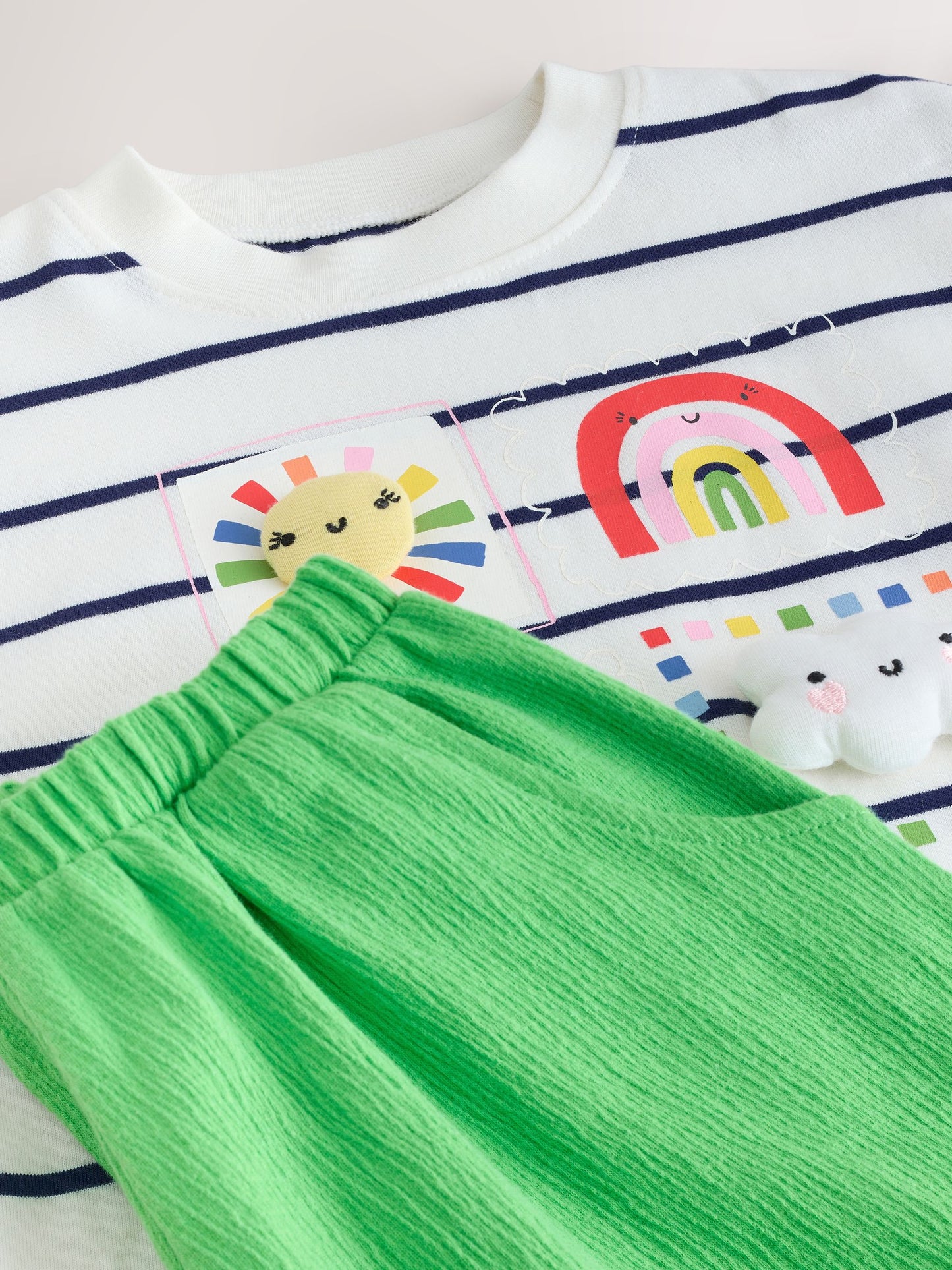 Green Rainbow Short Sleeve Top and Barrel Trousers Set (3mths-7yrs) image 7