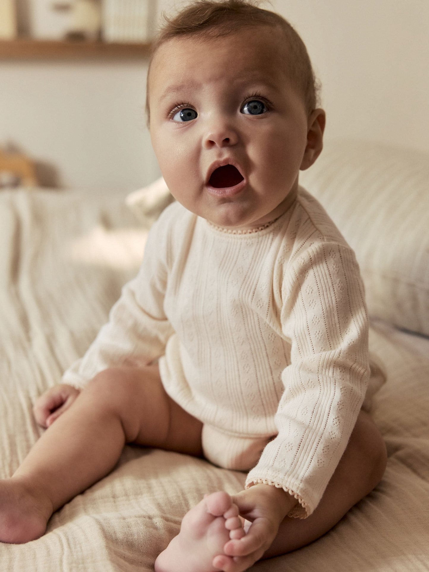 Ecru Pointelle Bodysuit Leggings And Cardigan Baby Set 3 Piece (0-9mths) image 3