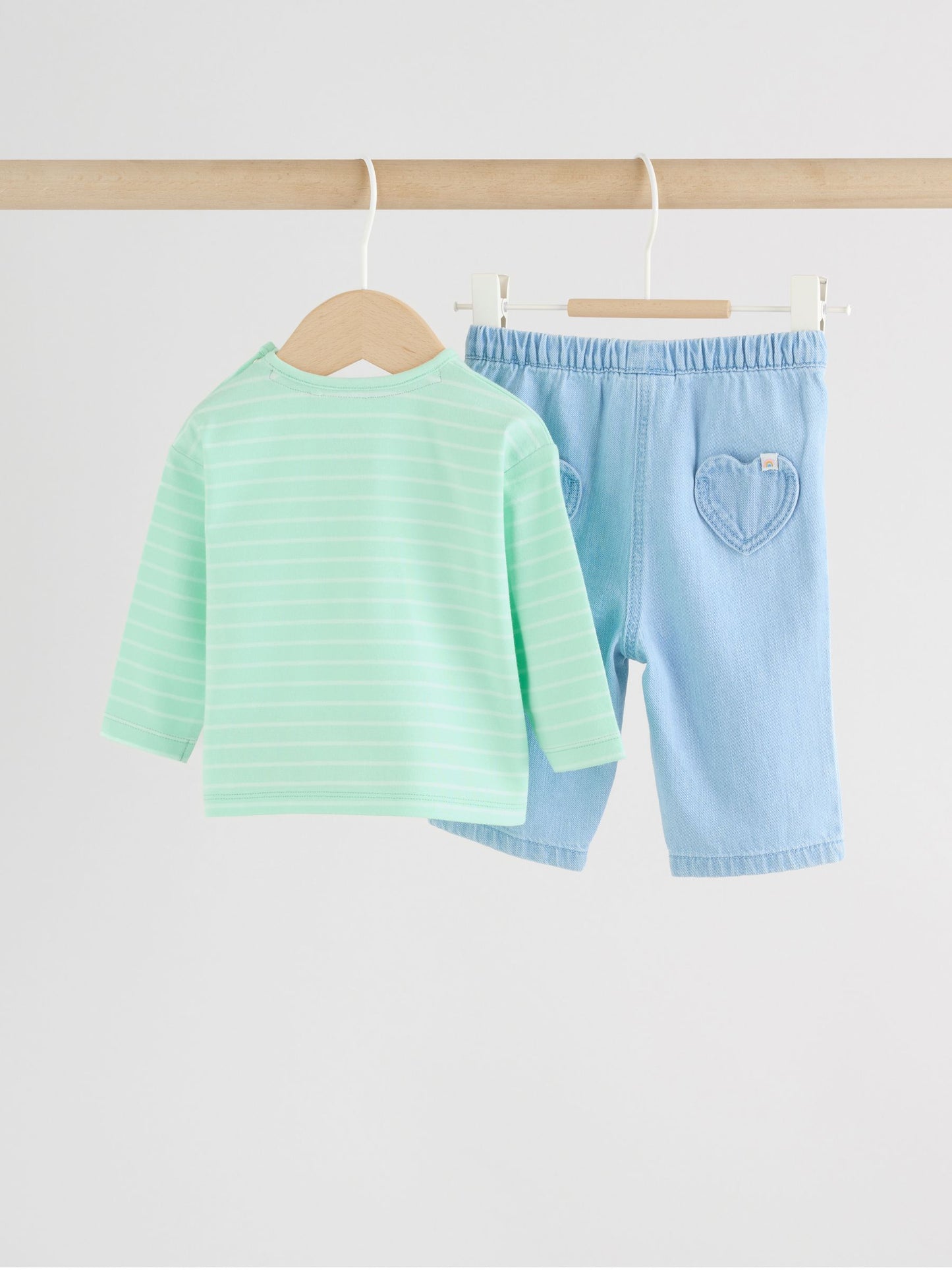 Green Long Sleeve Tops and Trousers Baby 2 Piece Set (0mths-2yrs) image 2