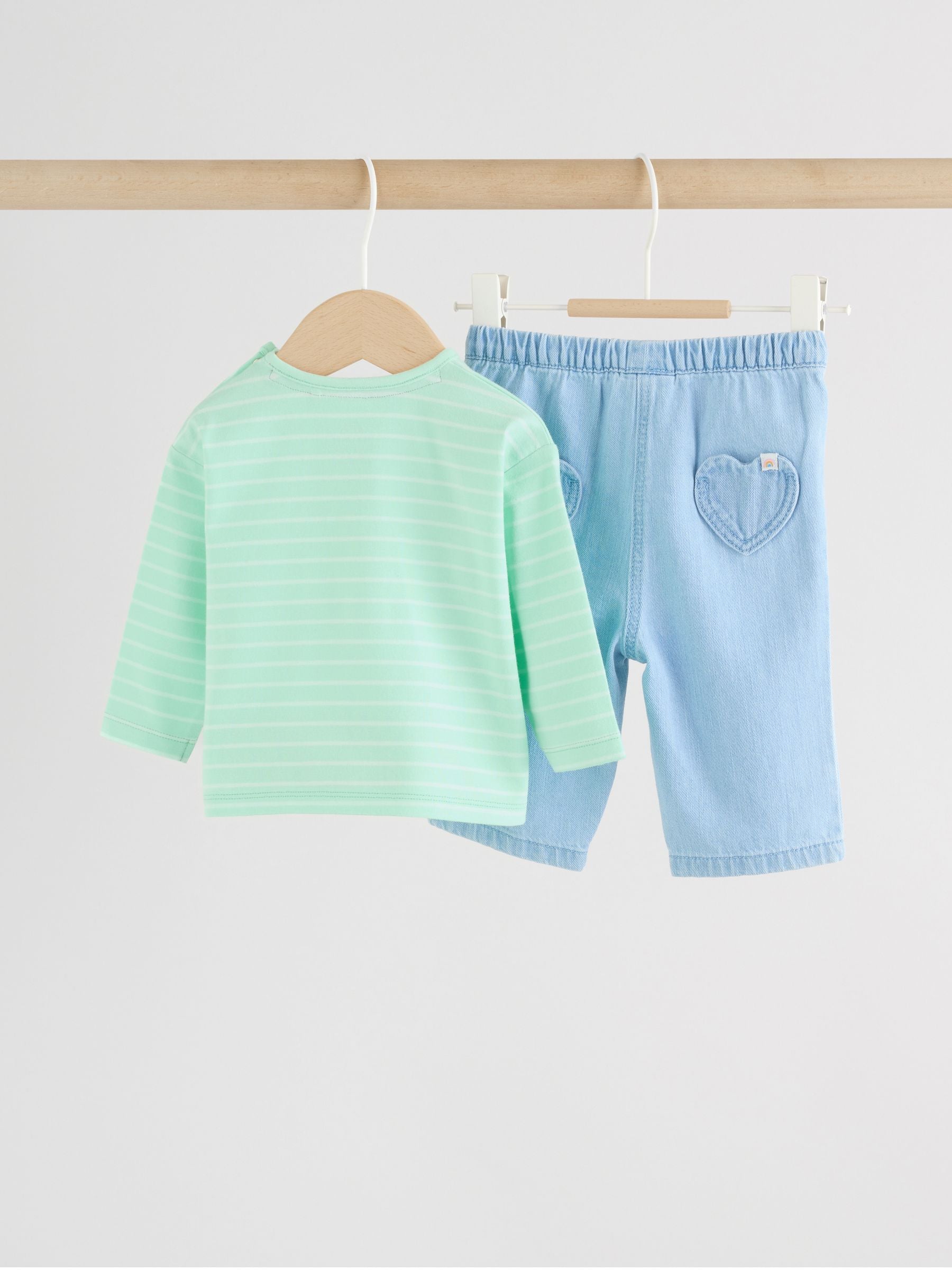 Green Long Sleeve Tops and Trousers Baby 2 Piece Set (0mths-2yrs) image 2