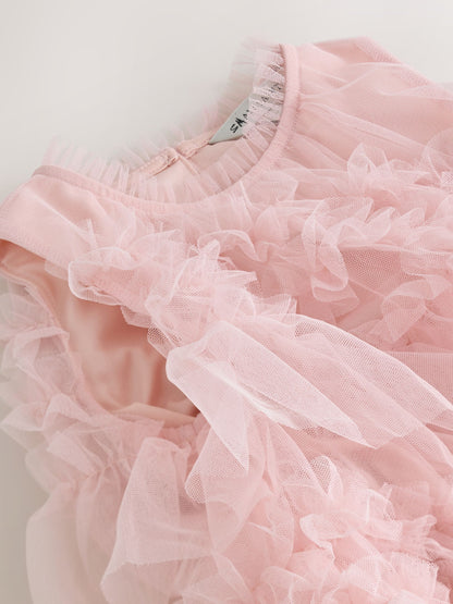 smALLSAINTS Light Pink Frill Mesh Dress image 10
