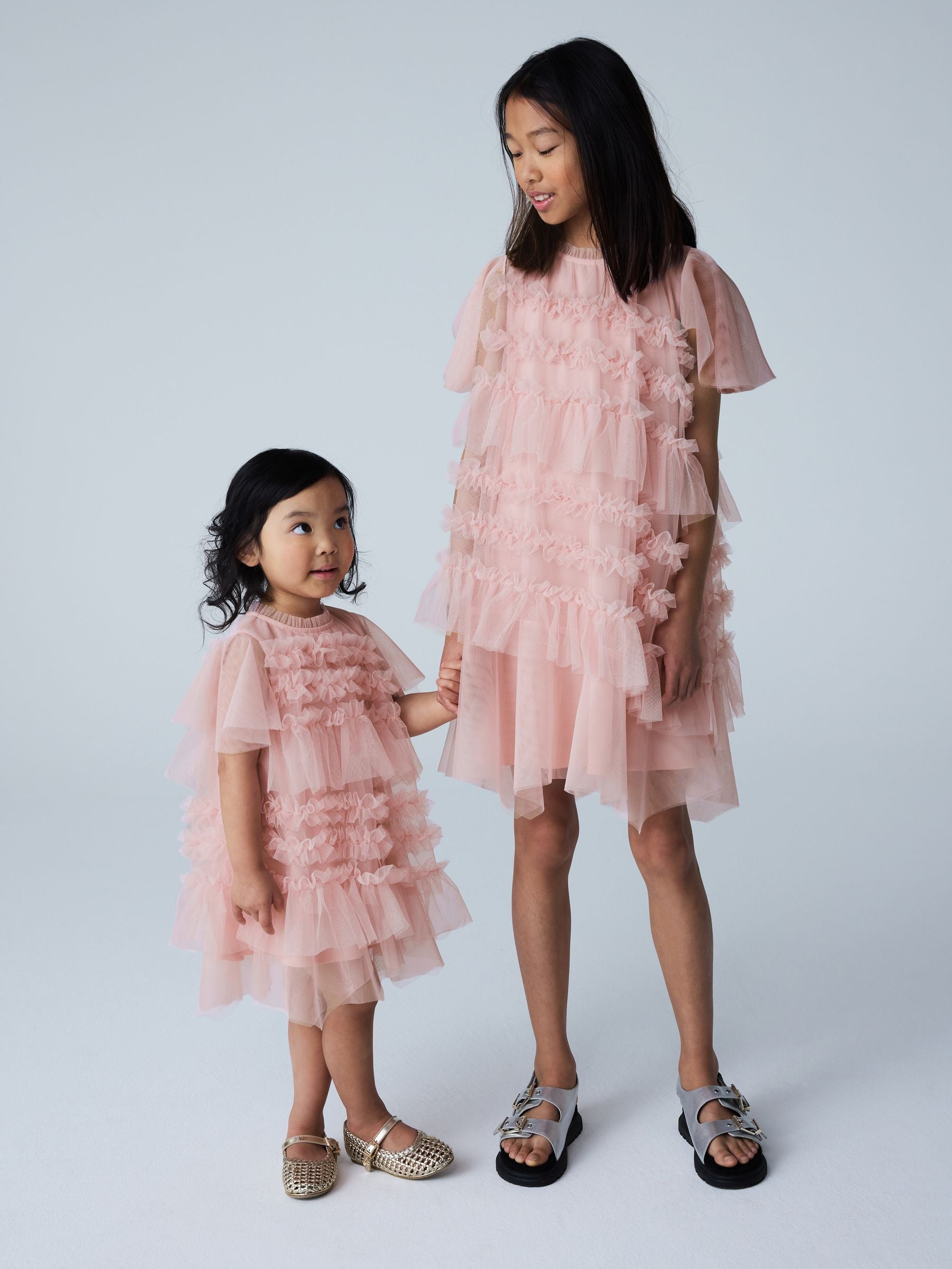 smALLSAINTS Light Pink Frill Mesh Dress image 2