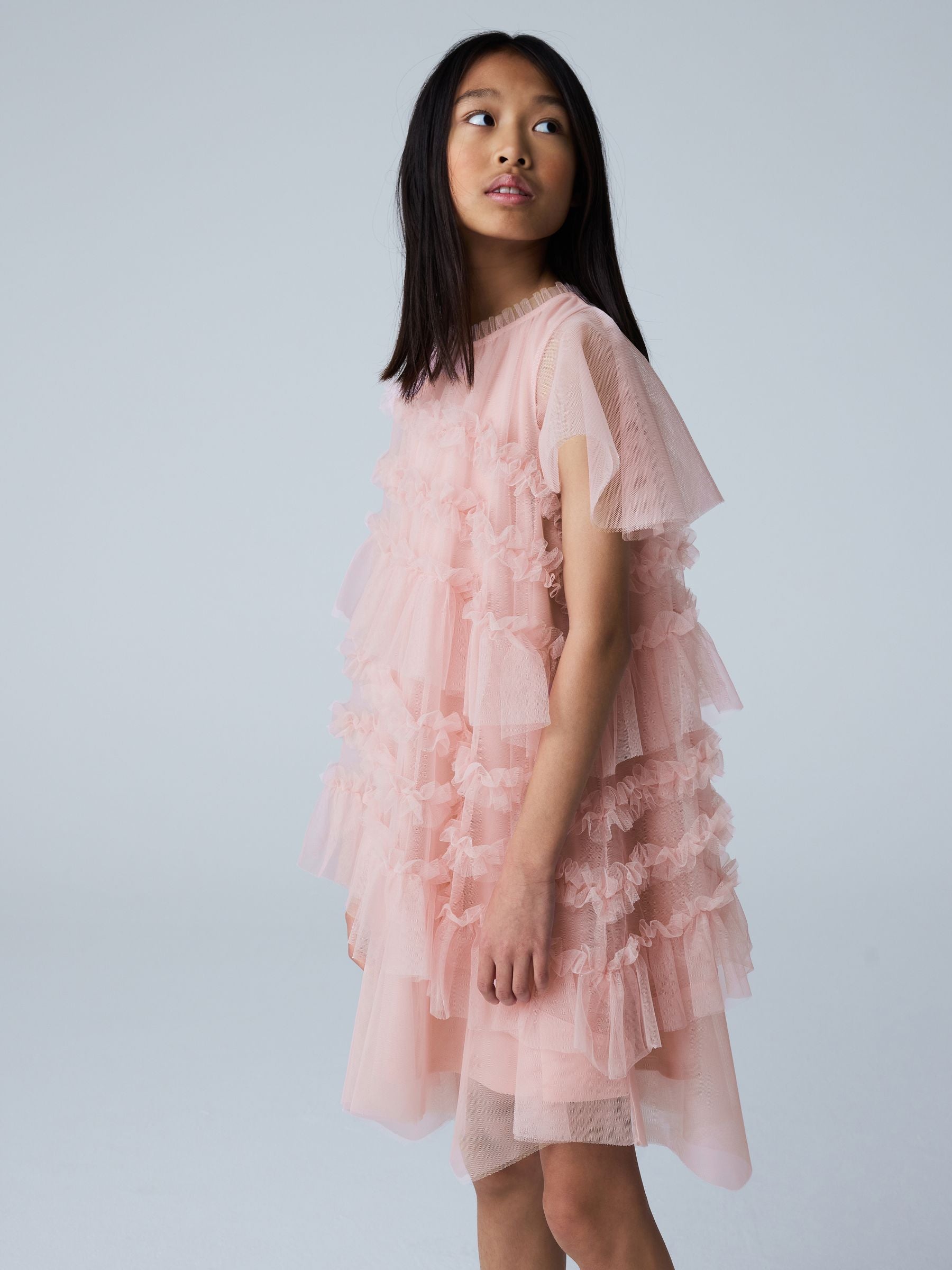 smALLSAINTS Light Pink Frill Mesh Dress image 3