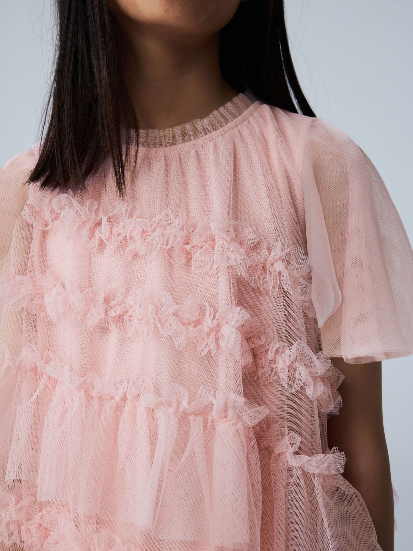 smALLSAINTS Light Pink Frill Mesh Dress image 4