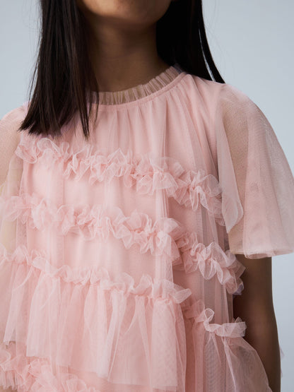 smALLSAINTS Light Pink Frill Mesh Dress image 4