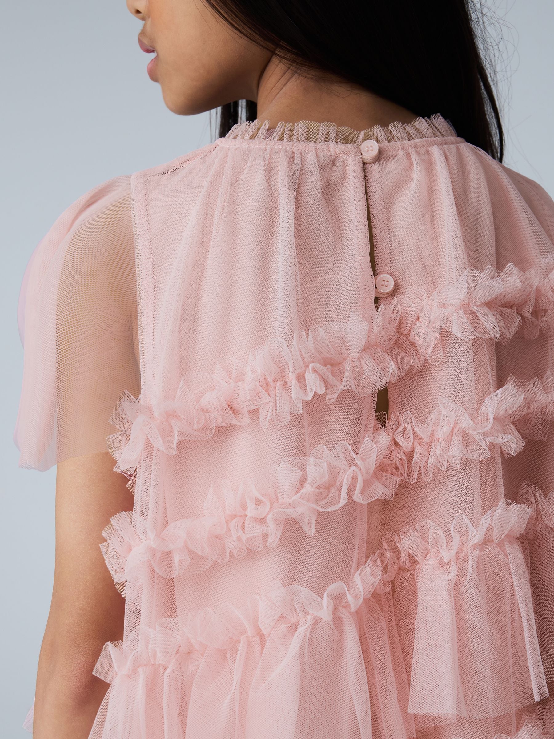 smALLSAINTS Light Pink Frill Mesh Dress image 5