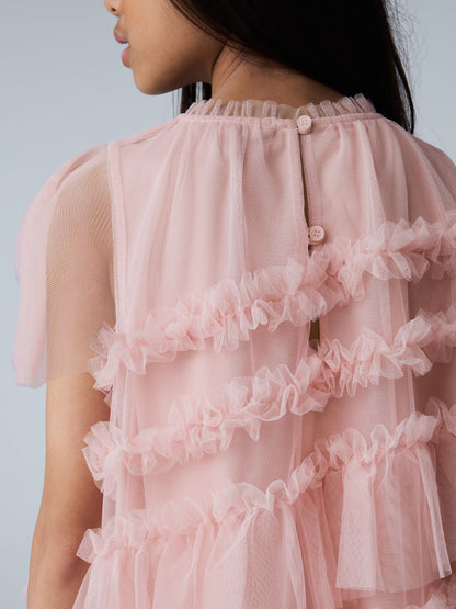 smALLSAINTS Light Pink Frill Mesh Dress image 5