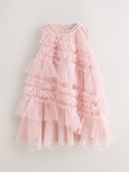 smALLSAINTS Light Pink Frill Mesh Dress image 7