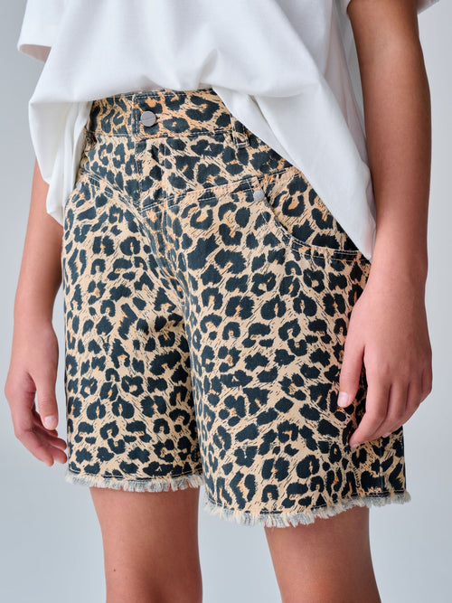 Dsiney Kidz - smALLSAINTS Leopard Emmy High Waisted Denim Shorts image 1