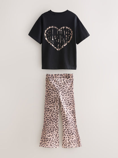Dsiney Kidz - smALLSAINTS Leopard Lover Oversized T-Shirt and Flared Leggings Set image 10