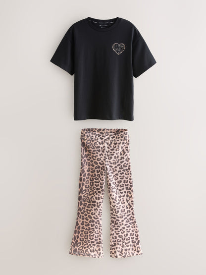 Dsiney Kidz - smALLSAINTS Leopard Lover Oversized T-Shirt and Flared Leggings Set image 9