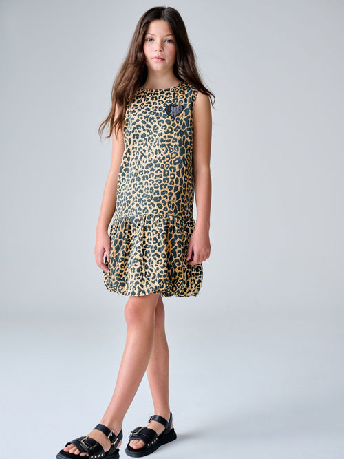 Dsiney Kidz - smALLSAINTS Leopard Bubble Hem Denim Dress image 1