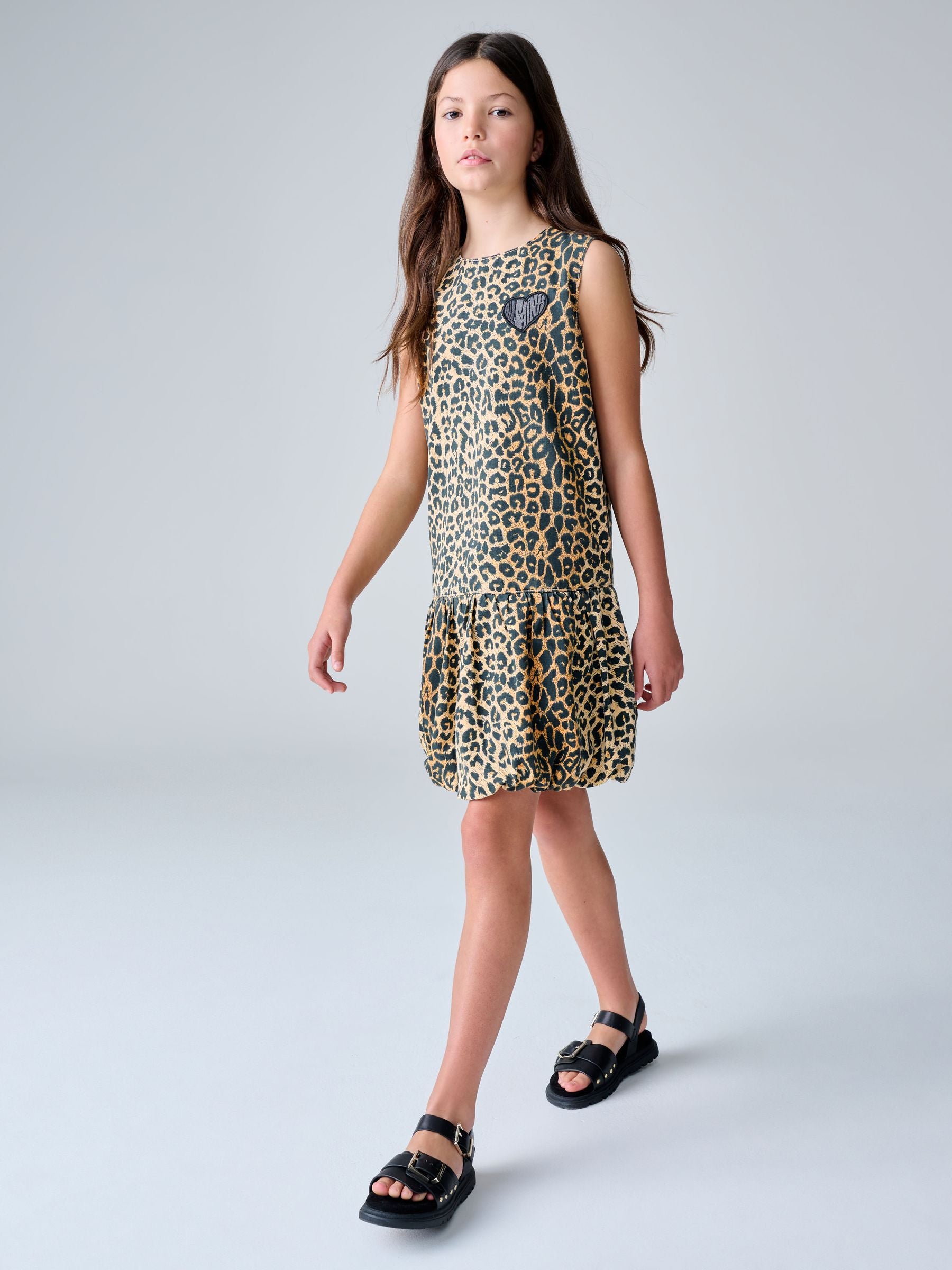 smALLSAINTS Leopard Bubble Hem Denim Dress image 3