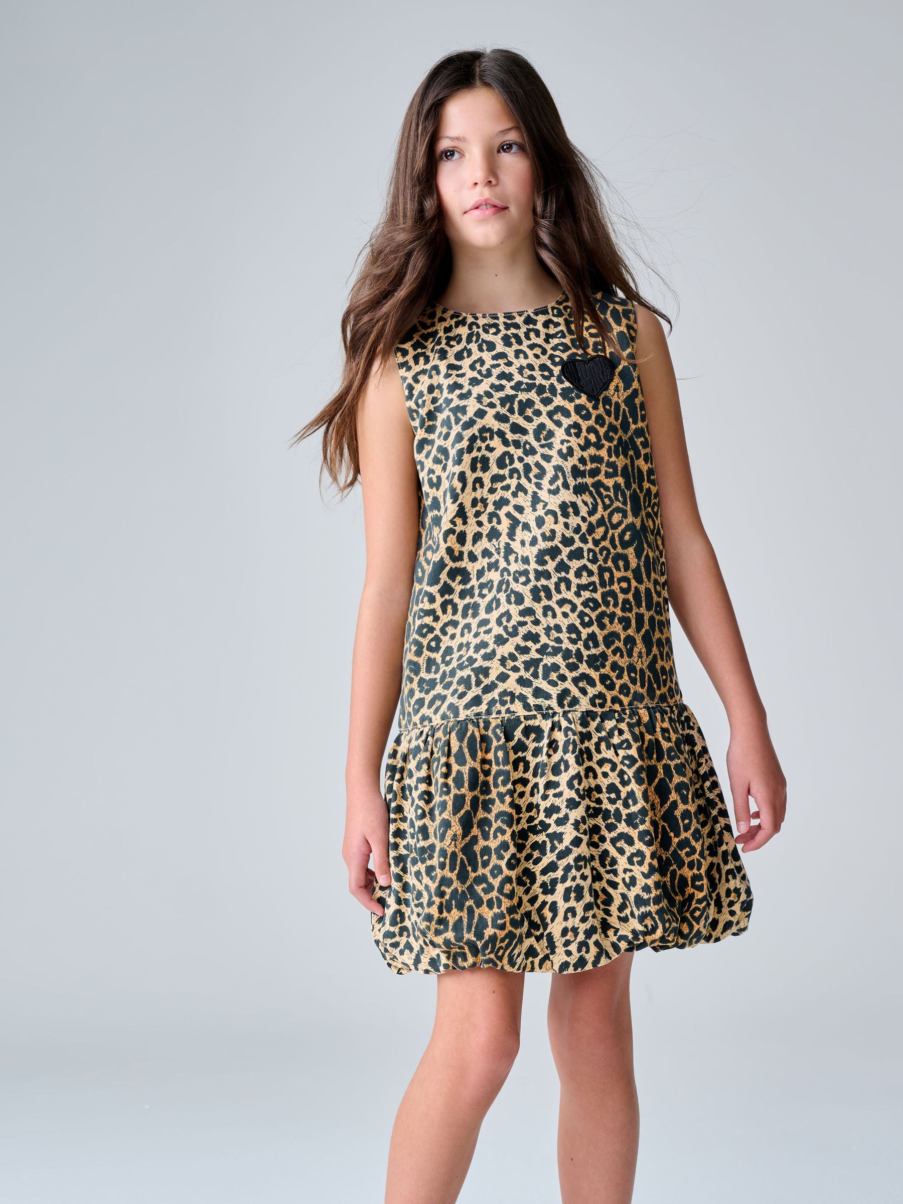 smALLSAINTS Leopard Bubble Hem Denim Dress image 4
