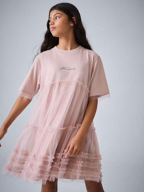 smALLSAINTS Mid Pink Frill Mesh T-Shirt Dress image 1