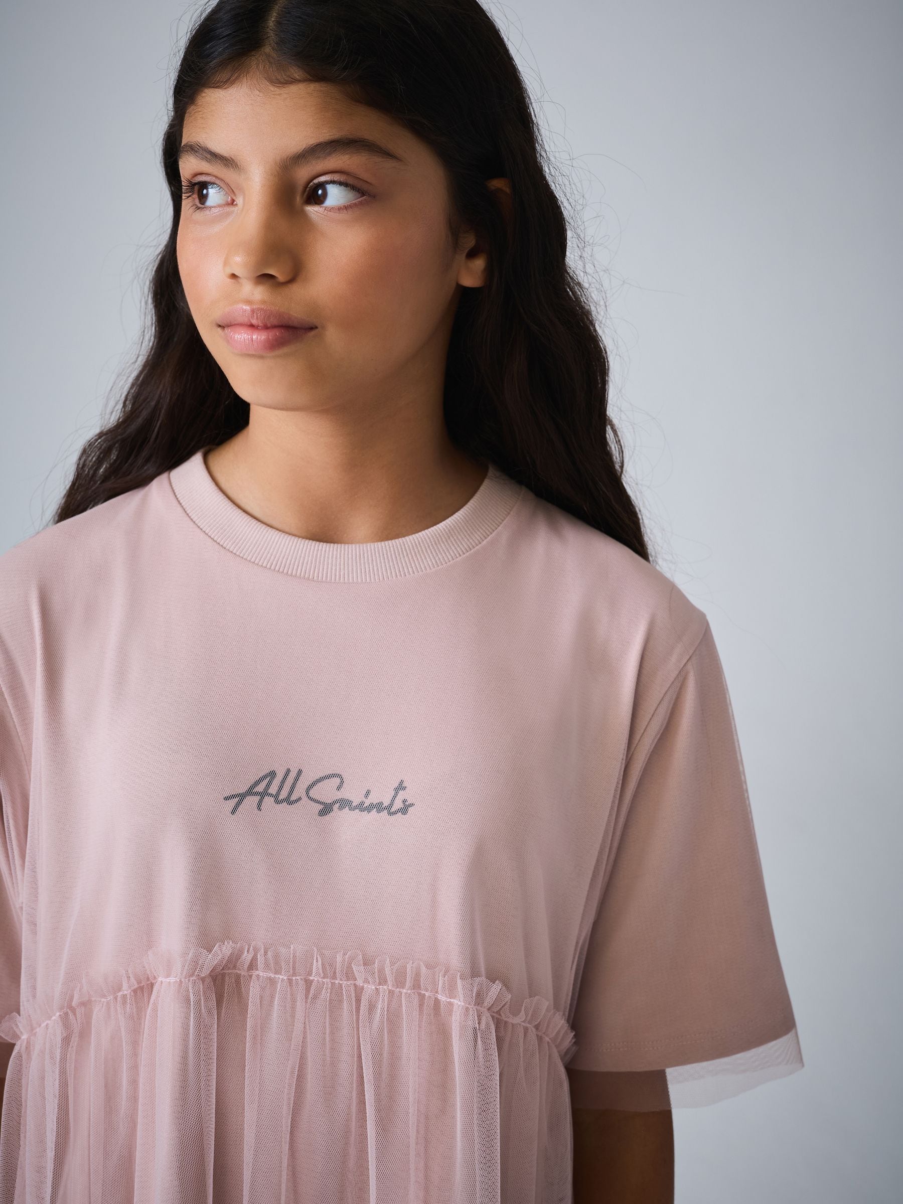 smALLSAINTS Mid Pink Frill Mesh T-Shirt Dress image 3