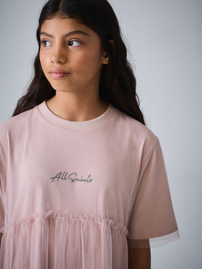smALLSAINTS Mid Pink Frill Mesh T-Shirt Dress image 3
