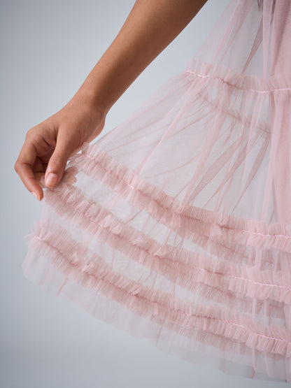 smALLSAINTS Mid Pink Frill Mesh T-Shirt Dress image 4