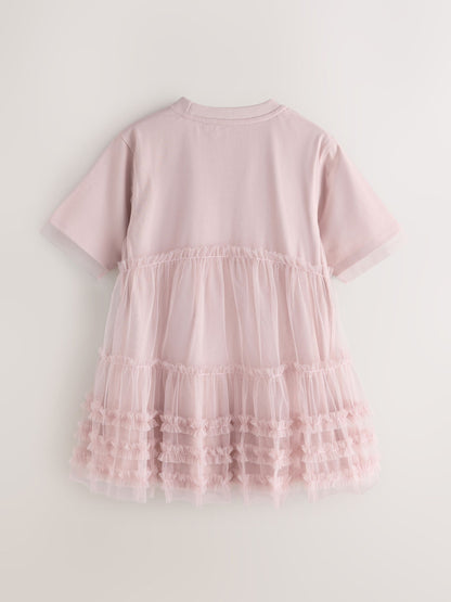 smALLSAINTS Mid Pink Frill Mesh T-Shirt Dress image 6