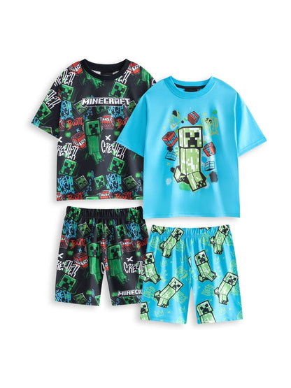 Dsiney Kidz - Vanilla Underground Mint Blue Minecraft Short Sleeve Short Leg Pyjamas Set 2 Pack image 1