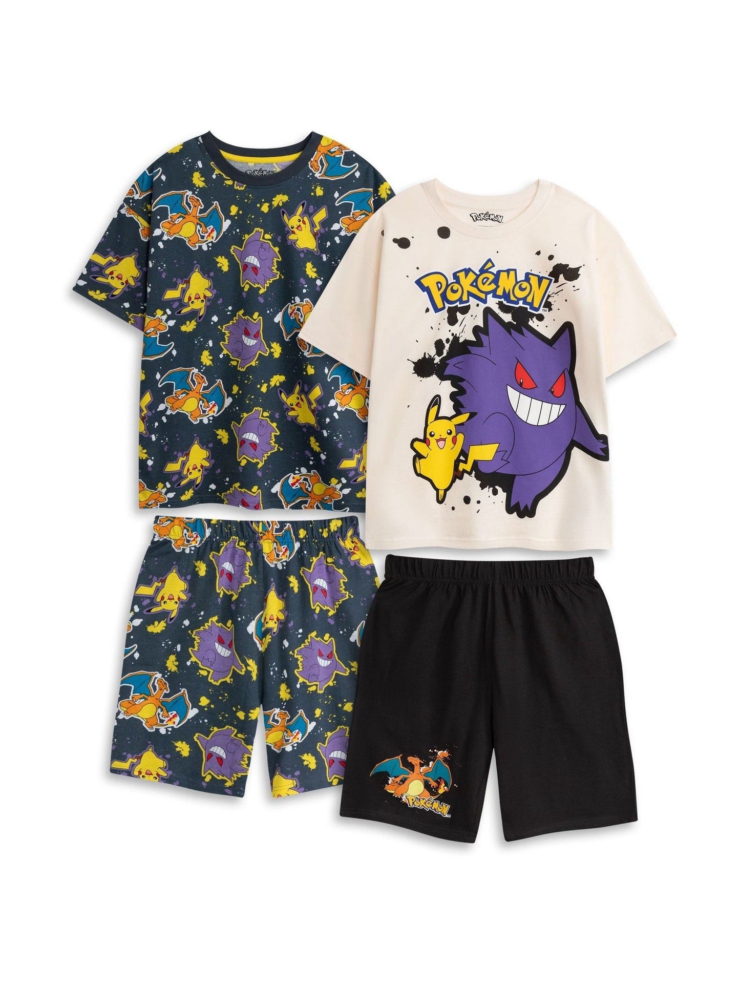 Dsiney Kidz - Vanilla Underground Black Cotton Pokemon Multicoloured Short Sleeve Short Leg Pyjamas Set Pack of 2 image 2