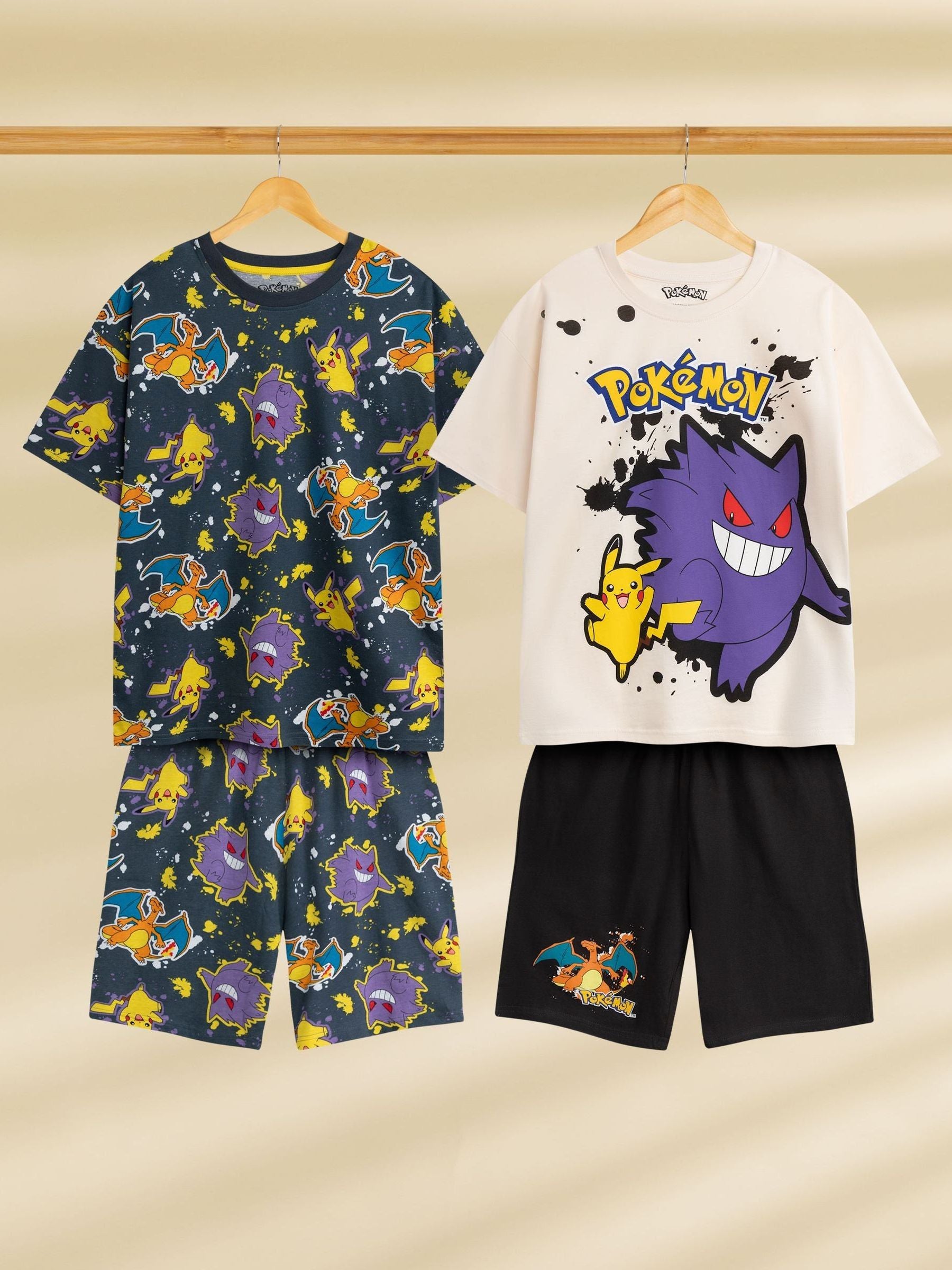 Dsiney Kidz - Vanilla Underground Black Cotton Pokemon Multicoloured Short Sleeve Short Leg Pyjamas Set Pack of 2 image 1