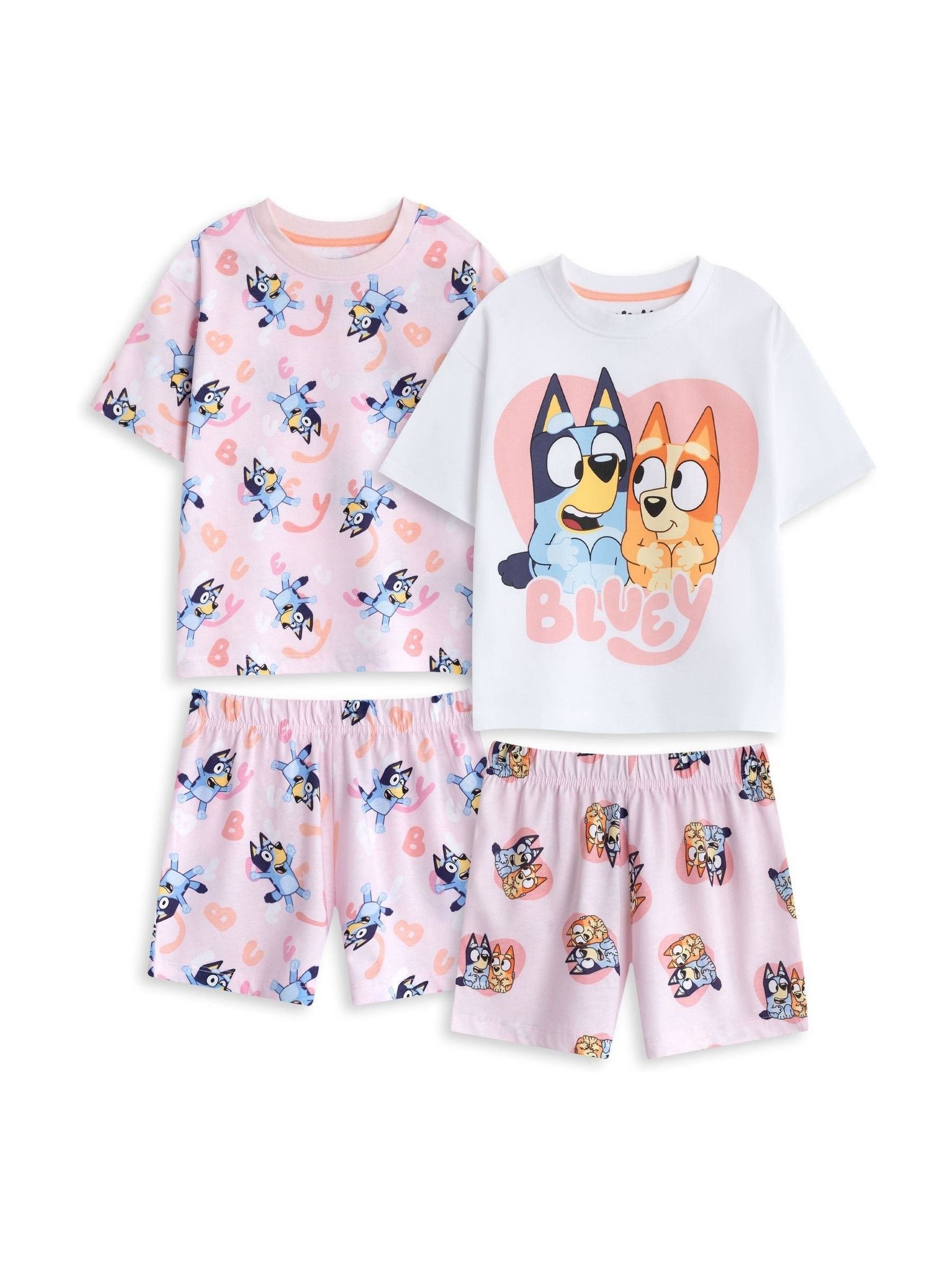 Dsiney Kidz - Vanilla Underground Pink Bluey Girls Multicoloured Multi Character Multi-Pack of 2 Short Sleeve Short Leg Pyjama Set image 2