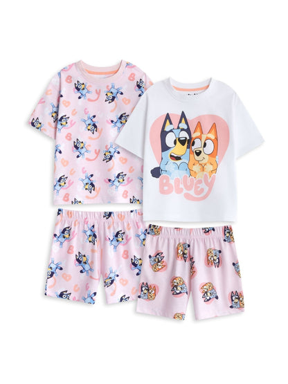 Dsiney Kidz - Vanilla Underground Pink Bluey Girls Multicoloured Multi Character Multi-Pack of 2 Short Sleeve Short Leg Pyjama Set image 2