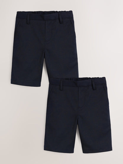 Dsiney Kidz - Navy 2 Pack Flat Front School Shorts (3-14yrs) image 1