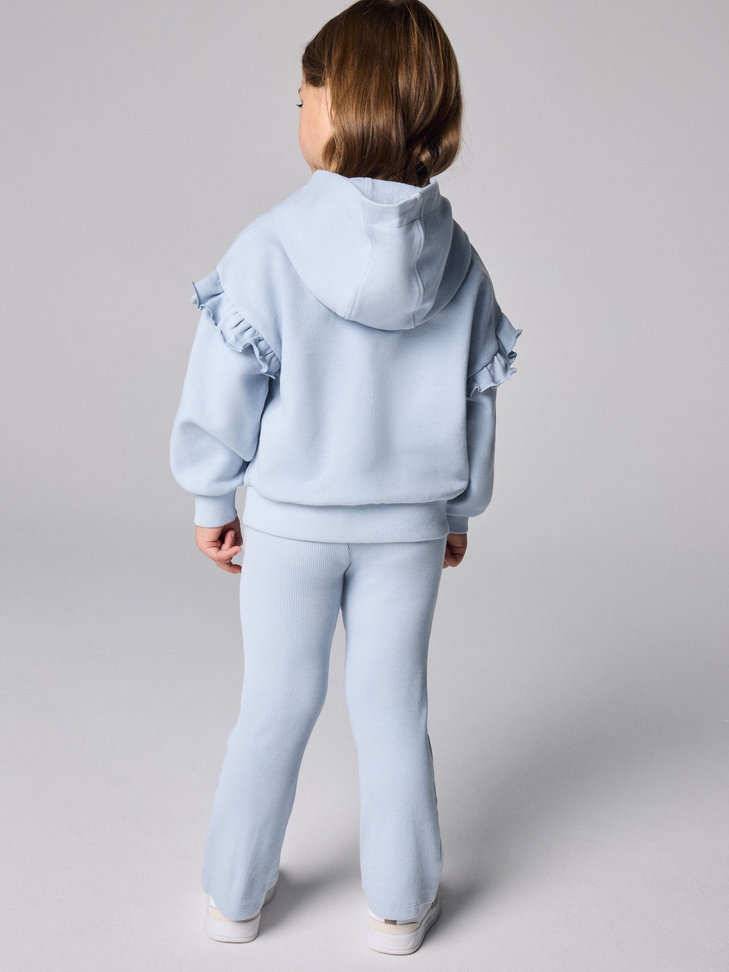 smALLSAINTS Light Blue Lover Frill Hoodie and Ribbed Flared Leggings Younger Set image 2