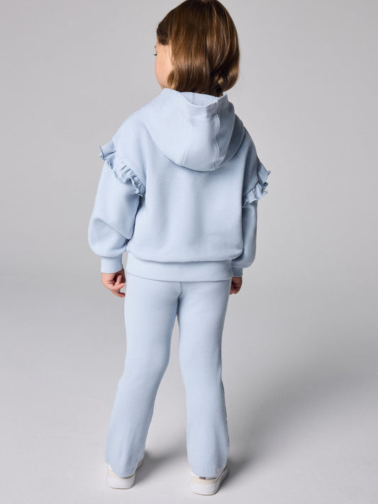 smALLSAINTS Light Blue Lover Frill Hoodie and Ribbed Flared Leggings Younger Set image 2